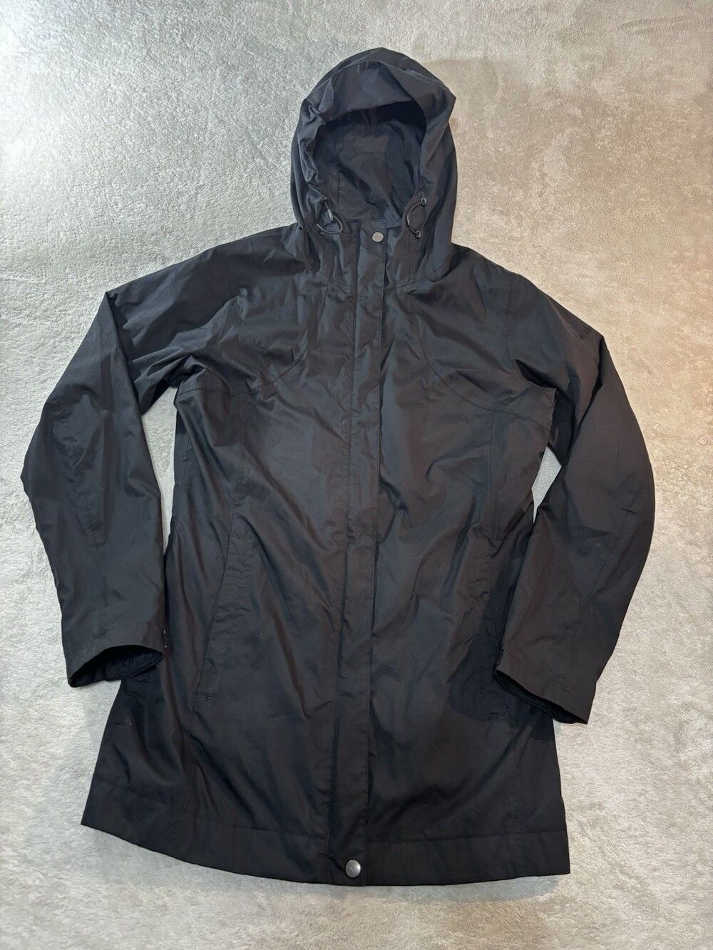 Columbia Omni-Tech Jacket Womens Medium Black Hooded Waterproof Rain Coat